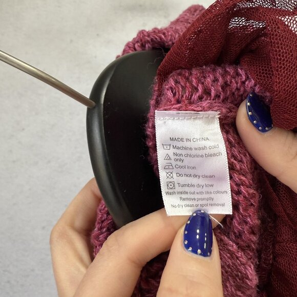 Naartjie Sweater Dress Baby Girls 3-6 Months Maroon Knit Belted Ruffle Hem - Picture 7 of 10